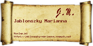 Jablonszky Marianna névjegykártya
